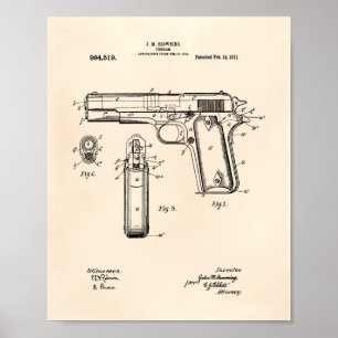 Affiche Colt .45 1911 Patent Art - Old Peper