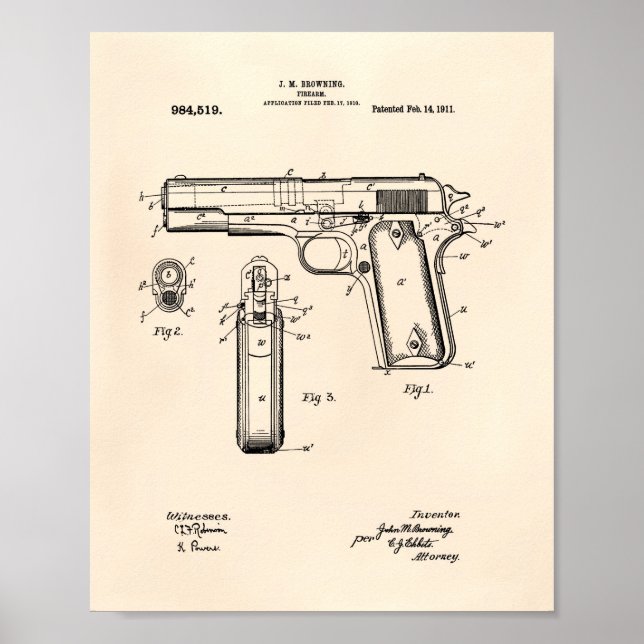Affiche Colt .45 1911 Patent Art - Old Peper (Devant)