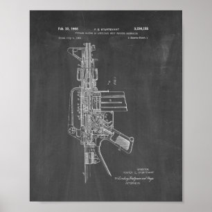 Affiche Colt AR-15 Brevet semi-automatique de fusil - Chal