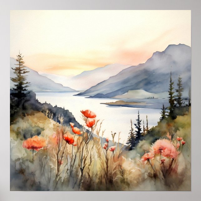 Affiche Columbia Gorge Peinture Art Imprimer (Devant)