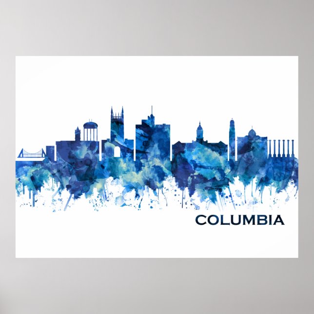Affiche Columbia Missouri Skyline Blue (Devant)