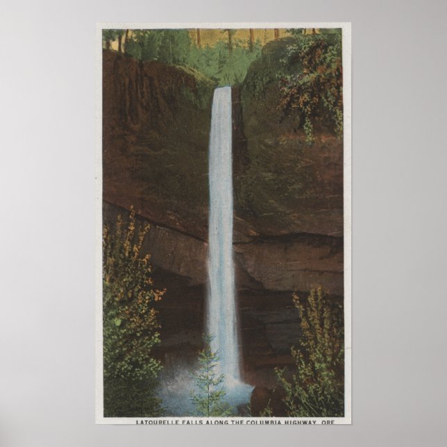 Affiche Columbia River, OR - Vue des chutes Latourelle #3 (Devant)