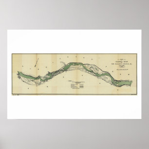 Affiche Columbia River Washington Antique Map