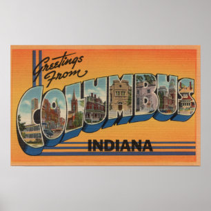 Affiche Columbus, Indiana - Scènes de grandes lettres