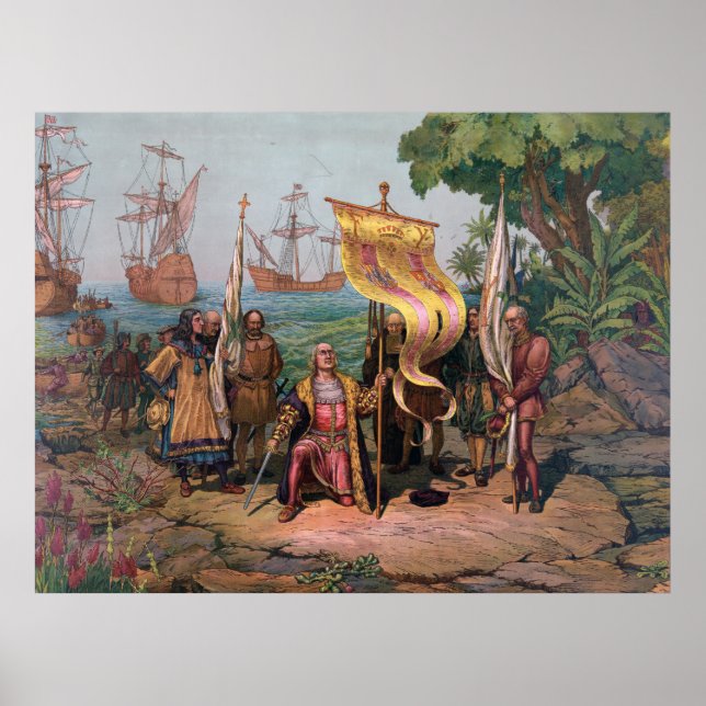 Affiche Columbus Landing in America Painting (1892) (Devant)