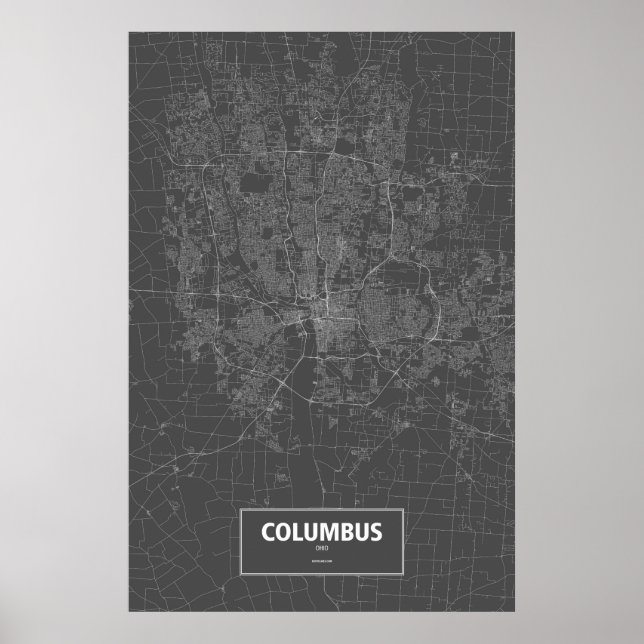 Affiche Columbus, Ohio (blanc sur noir) (Devant)
