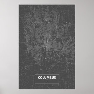 Affiche Columbus, Ohio (blanc sur noir)