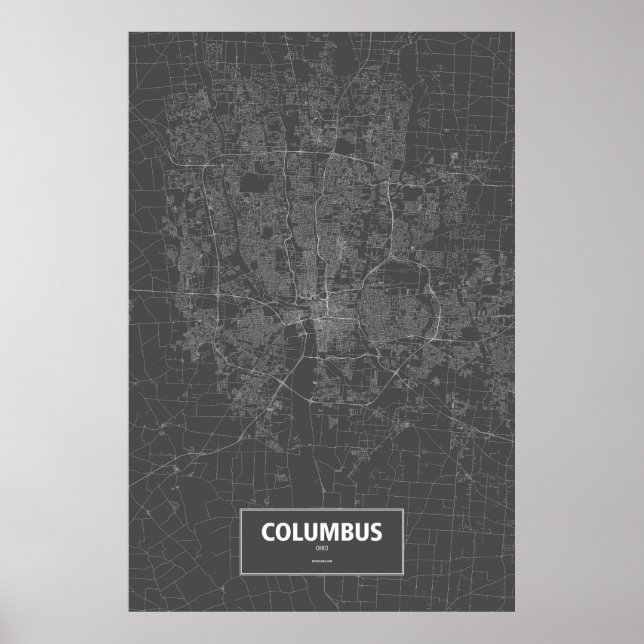 Affiche Columbus, Ohio (blanc sur noir) (Devant)