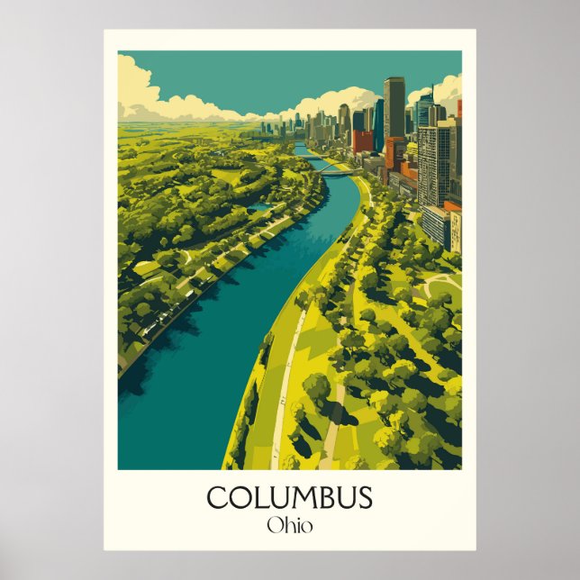 Affiche Columbus Ohio Capital City Skyline Moderne Urbaine (Devant)