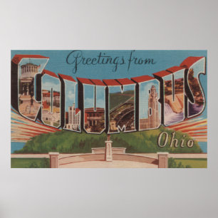 Affiche Columbus, Ohio - grandes scènes 2 de lettre