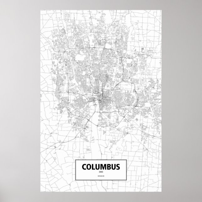 Affiche Columbus, Ohio (noir sur blanc) (Devant)