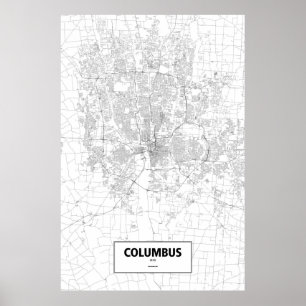 Affiche Columbus, Ohio (noir sur blanc)