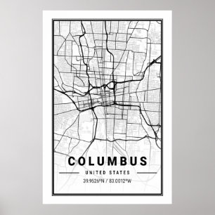 Affiche Columbus Ohio USA City Travel City Map