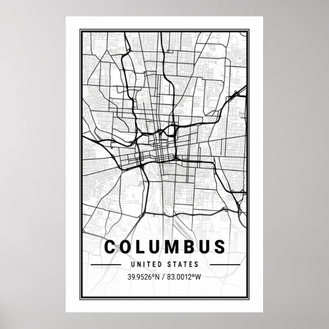 Affiche Columbus Ohio USA City Travel City Plan (Devant)