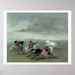 Affiche Comanche Feats of Martial Horsemanship, 1834 (oil