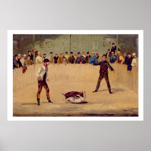 Affiche Combat de chien (huile sur le papier)
