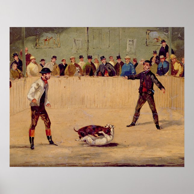 Affiche Combat de chiens (huile sur papier) (Devant)