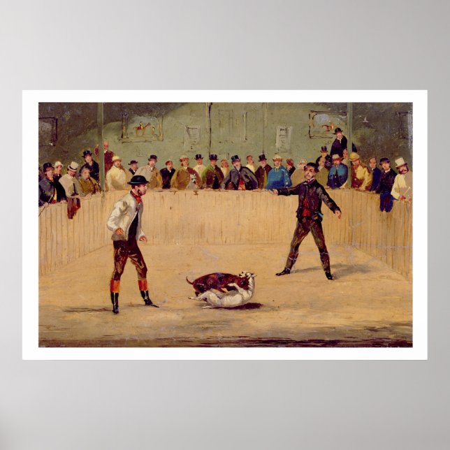 Affiche Combat de chiens (huile sur papier) (Devant)