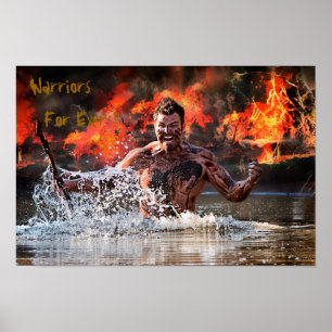 AFFICHE COMBAT DE GUERRIÈRE DANS L'EAU