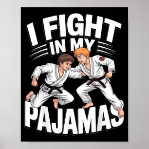 Affiche Combat en Pyjama BJJ Jiu-Jitsu Drôle Judo Karaté