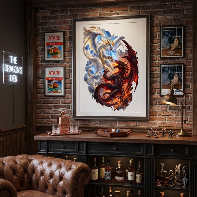 Affiche Combat Épique entre Dragon Céleste et Dragon Infér (Créateur téléchargé)