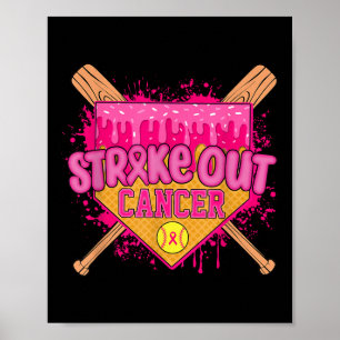 Affiche Combattant contre le cancer du sein Softball Drip