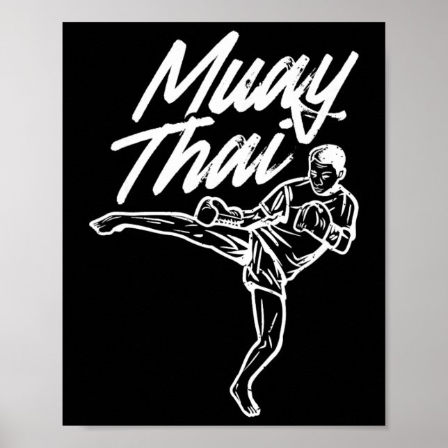 Affiche combattant d'arts martiaux thaïlandais Muay Thai (Devant)