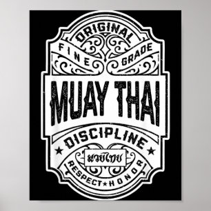 Affiche Combattant de boxe thaïlandaise MMA Vintage Label