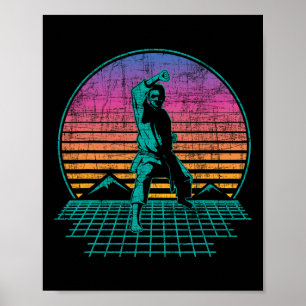 Affiche Combattant de Karaté - Arts Martiaux Karatéka Rétr