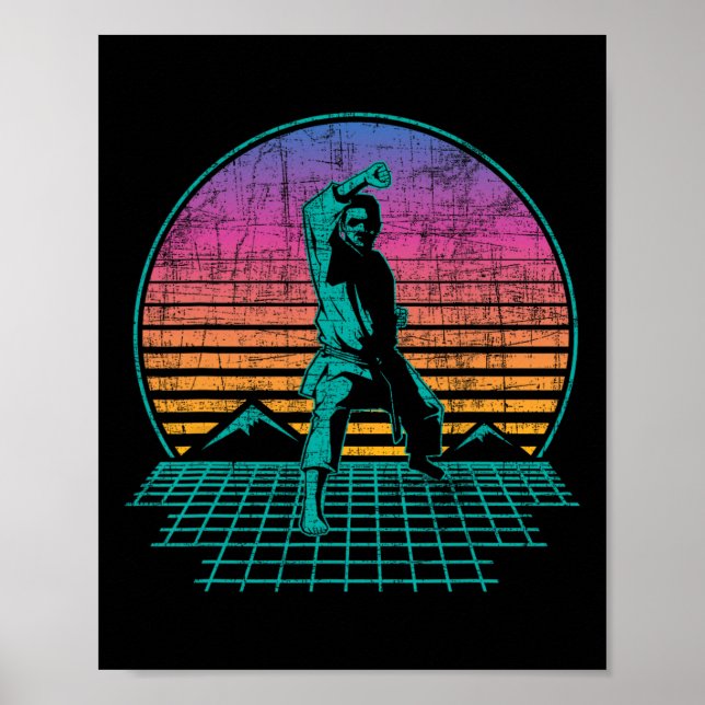 Affiche Combattant de Karaté - Arts Martiaux Karatéka Rétr (Devant)