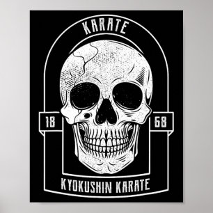 Affiche Combattant de karaté squelette Japon arts martiaux