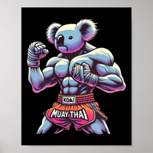 Affiche Combattant de kickboxing Koala Muay Thai Drôle 