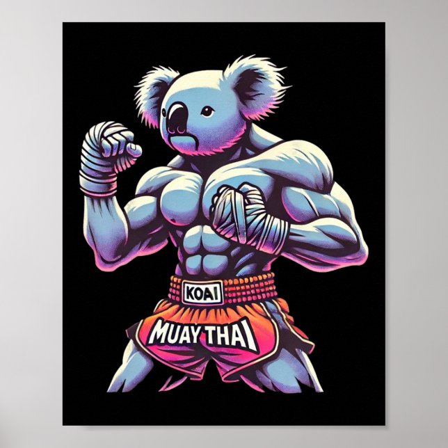 Affiche Combattant de kickboxing Koala Muay Thai Drôle  (Devant)