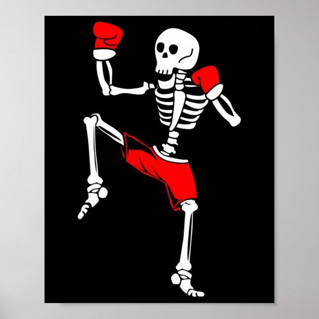 Affiche Combattant de kickboxing squelette Muay Thai  (Devant)