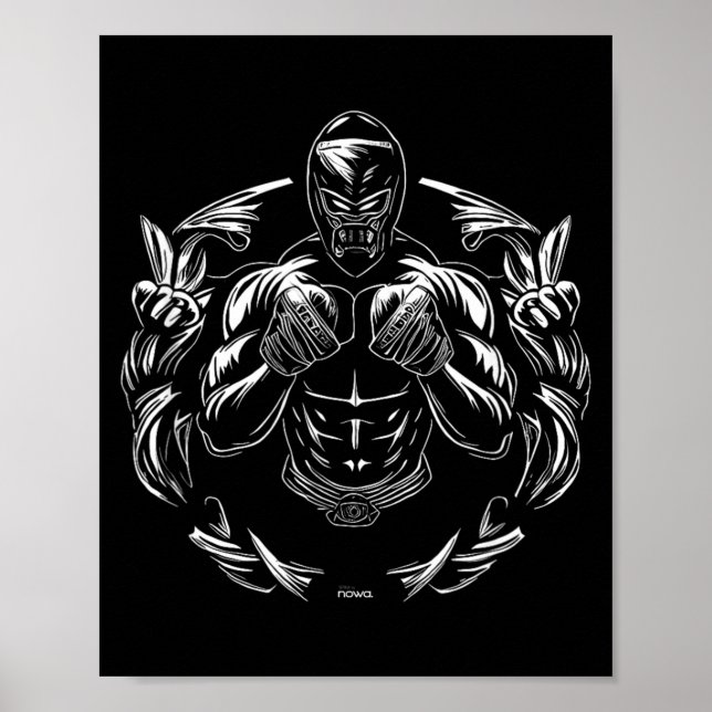 AFFICHE COMBATTANT DE MMA MASQUÉ AVEC COURONNE DE VAINQUEU (Devant)