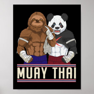 Affiche Combattant de Muay Thai Sloth Panda Kickboxing