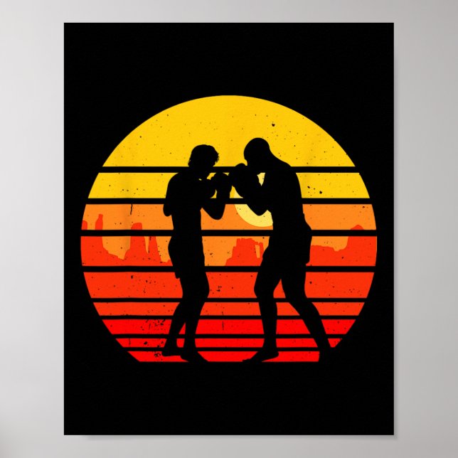 Affiche Combattant de Muay Thai Vintage Kickboxing Thaïlan (Devant)