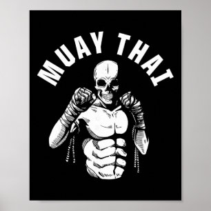 Affiche Combattant de squelette de Muay Thai Entraîneur de