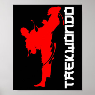 Affiche Combattant de Taekwondo Arts Martiaux Coups de Têt