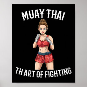 Affiche Combattante féminine de Muay Thai - Boxe thaïlanda