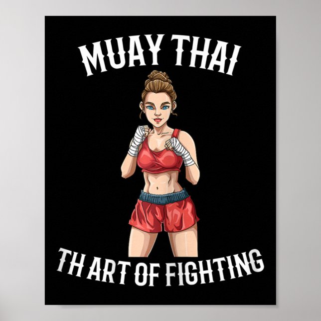 Affiche Combattante féminine de Muay Thai - Boxe thaïlanda (Devant)