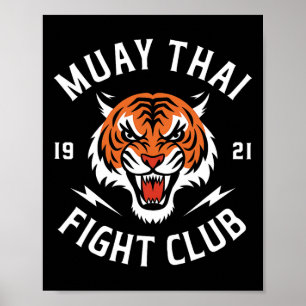 Affiche Combattants de kickboxing Muay Thai Tiger Thaiboxi