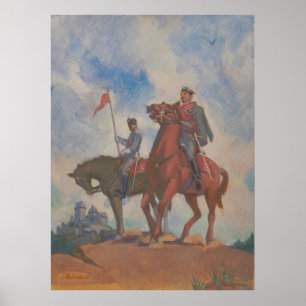 Affiche Combattants de la liberté - Peinture équestre de K
