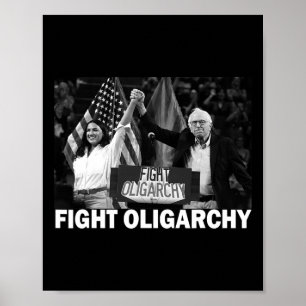 Affiche Combattons l'oligarchie Bernie Sanders et Aoc Libe