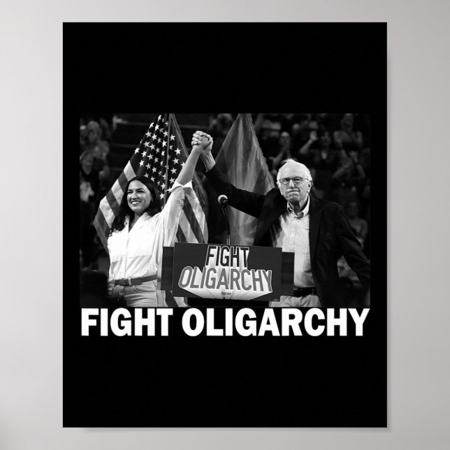 Affiche Combattons l'oligarchie Bernie Sanders et Aoc Libe (Devant)