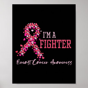 Affiche Combattre Coeurs de Ruban rose Sensibilisation au