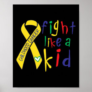 Affiche Combattre comme Kid Gold Ribbon Enfance Cancer Awa