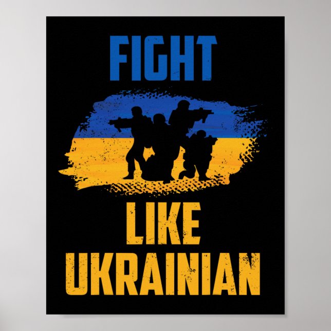 Affiche Combattre comme les guerriers de soutien ukrainien (Devant)