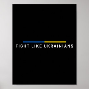 Affiche Combattre comme l'Ukraine Drapeau ukrainien Soutie