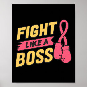 Affiche Combattre Comme Un Boss Pink Ribbon Boxe Cancer Du